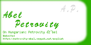 abel petrovity business card
